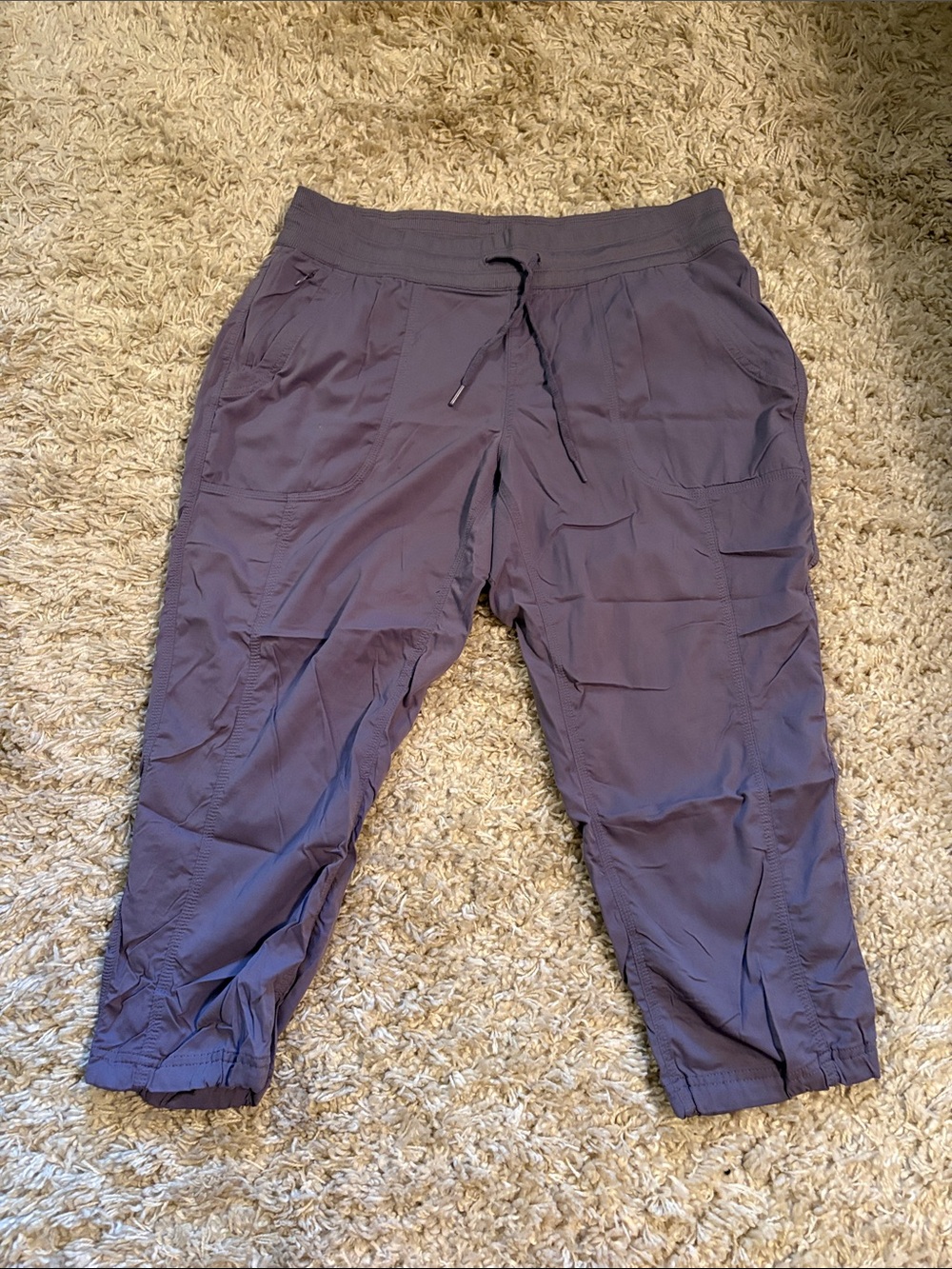 Women's Casual Drawstring Cargo Pants - Purple